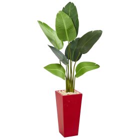 Travelers Artificial Palm Tree in Red Planter