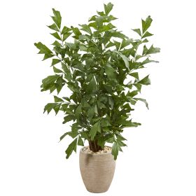 Fishtail Palm Artificial Tree in Sand Colo Red Planter