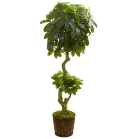 Schefflera Artificial Tree in Bamboo Stick Basket