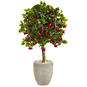 Fuschia Artificial Tree in Sand Colo Red Oval Planter