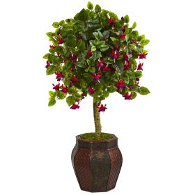 Fuschia Artificial Tree in Decorative Planter