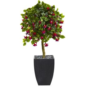 Fuschia Artificial Tree in Black Wash Planter