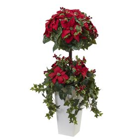 Poinsettia Berry Topiary w/Decorative Planter