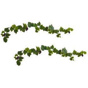 Grape Leaf Deluxe Garland w/Grapes (Set of 2)