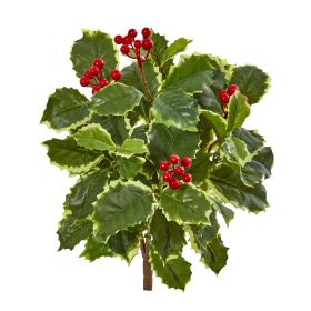 Holly Leaf Bush Artificial Plant(Set of 12)(Real Touch)