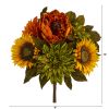 Peony Dahlia and Sunflower Flower Bouquet (Set of 2)
