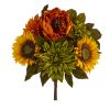 Peony Dahlia and Sunflower Flower Bouquet (Set of 2)