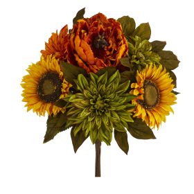 Peony Dahlia and Sunflower Flower Bouquet (Set of 2)