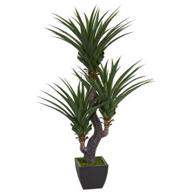 Dracaena Artificial Plant with Black Planter