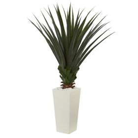 Spiky Agave Plant in White Tower Planter