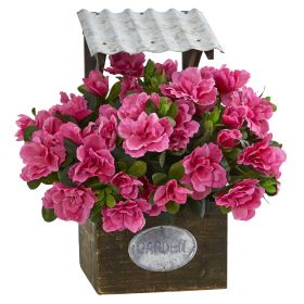 Azalea in Tin Roof Wood Planter