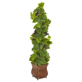 Grape Artificial Plant in Square Metal Planter