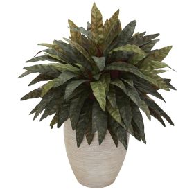 Peacock Artificial Plant in Sand Color Red Oval Planter