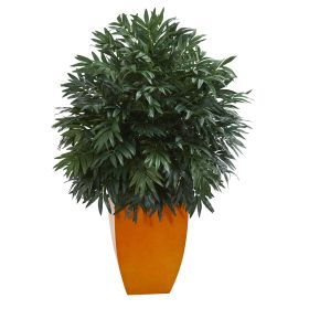 Triple Bamboo Artificial Plant in Orange Planter