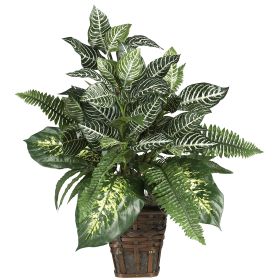 Mixed Greens w/Zebra Bush Silk Plant