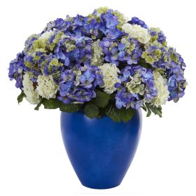 Hydrangea Artificial Plant in Blue Planter