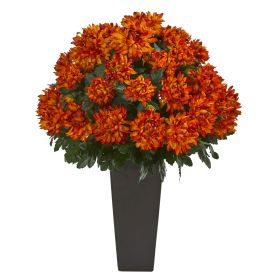 Spider Mum Artificial Plant in Black Planter