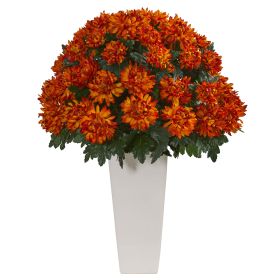 Spider Mum Artificial Plant in White Planter
