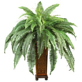 Boston Fern w/Decorative Wood Vase