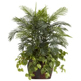 Double Areca w/Vase & Pothos
