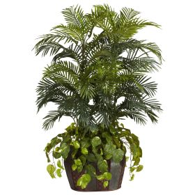 Double Areca w/Vase & Pothos Silk Plant