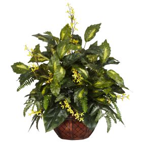 Forsythia & Mixed Greens Arrangement