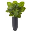 Real Touch Philodendron with Gray Planter