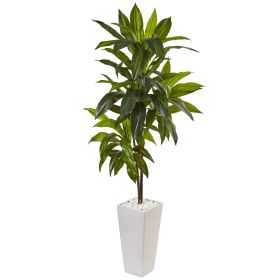 Dracaena Plant in White Tower Planter (Real Touch)