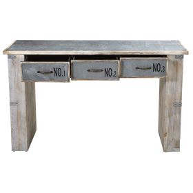 3 Drawer White Washed Wood Stand