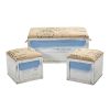 Ocean Breeze Storage Boxes Bench and Seating Set (Set of 3)