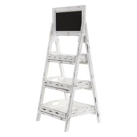 White Washed Farmhouse Stand with Chalkboard