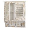 White Washed Wall Cabinet with Hooks