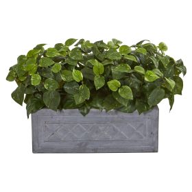 Pothos Artificial Plant in Stone Planter