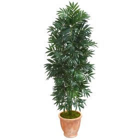 Bamboo Palm Artificial Plant in Terracotta Planter