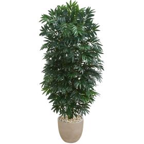 Double Bamboo Palm Artificial Plant in Sandstone Planter