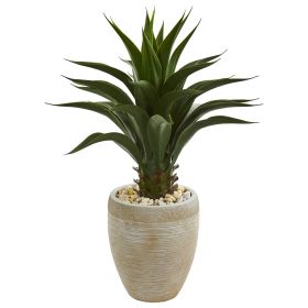 Agave Artificial Plant in Sand Colo Red Planter