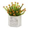 Flowering Sedum Artificial Plant in Marble Finished Vase