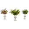 Eucalyptus and Grass Artificial Plant in Urn (Set of 3)