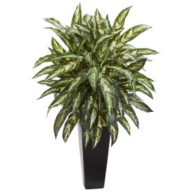 Aglonema Artificial Plant in Black Planter