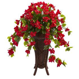 Bougainvillea Artificial Plant in Stand Colo Red Planter