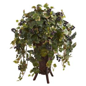 Grape Leaf Artificial Plant in Stand Planter