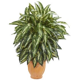 Aglonema Artificial Plant in Terra Cotta Planter