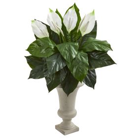 Spathifyllum Artificial Plant in Sand Colo Red Urn