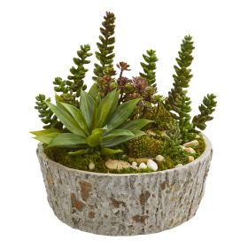 Succulent Garden Artificial Plant in Weathe Red Planter