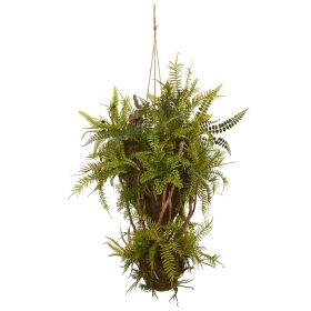 Mixed Forest Foliage and Fern Artificial Hanging Plant