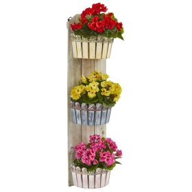 Geranium Artificial Plant in Wall Planter UV Resistant