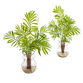 Mini Areca Palm Artificial Plant in Vase (Set of 2)