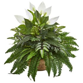 Spathifyllum and Fern Artificial Plant in Planter