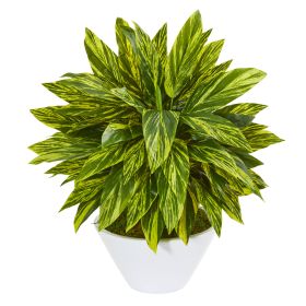 Tradescantia Artificial Plant in White Vase (Real Touch)