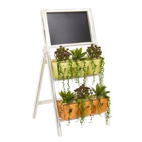 Agave & Succulent Artificial Plant in Farmhouse Stand